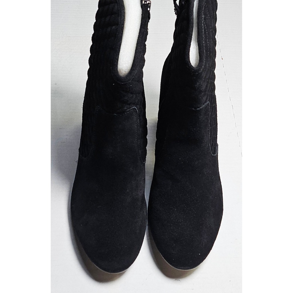 Isaac Mizrahi Live Kelly Black Suede Quilted Ankle‎ Boots Block Heel 12M A269771